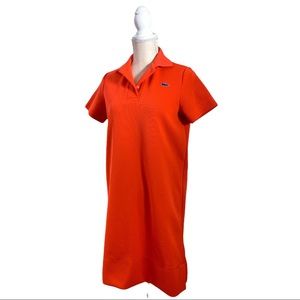 60s Vintage Orange Red Short Sleeve Lacoste Tennis Dress